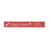 Elegant Snowflake Red Holiday Wrap rond etiket (Individueel)