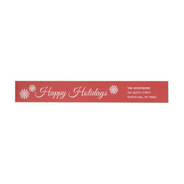 Elegant Snowflake Red Holiday Wrap rond etiket