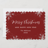 Elegant Snowflake Red Silver Botanical Feestdagenkaart (Voorkant)