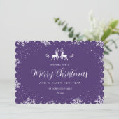 Elegant Snowflake Reindeer Christmas New Year Holi Feestdagenkaart (Staand voorkant)