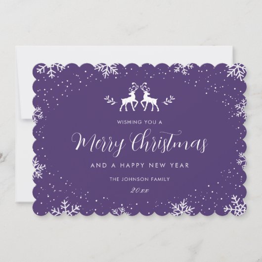 Elegant Snowflake Reindeer Christmas New Year Holi Feestdagenkaart (Voorkant)