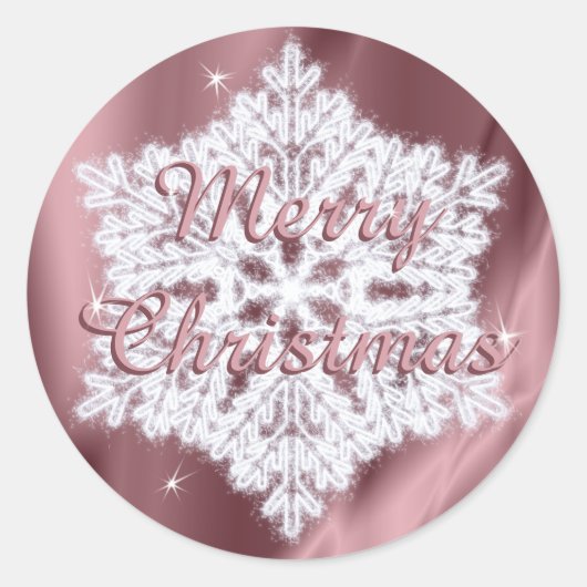 Elegant Snowflake Roos Gold Sparkle Ronde Sticker (Voorkant)