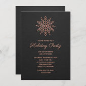 Elegant Snowflake Roos Gouden Kerstfeest Kaart (Voorkant / Achterkant)