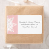 Elegant snowflake roze, witte winterbruiloft etiket (Insitu)
