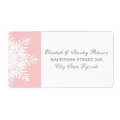 Elegant snowflake roze, witte winterbruiloft etiket (Voorkant)