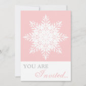 Elegant snowflake roze, witte winterbruiloft kaart (Voorkant)