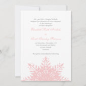 Elegant snowflake roze, witte winterbruiloft kaart (Achterkant)