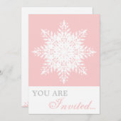 Elegant snowflake roze, witte winterbruiloft kaart (Voorkant / Achterkant)
