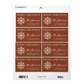 Elegant Snowflake Terracotta Retouradres Etiket (Full Sheet)
