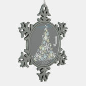 Elegant Snowflake Tree + Monogram Pewter Ornaments Tin Sneeuwvlok Ornament (Links)