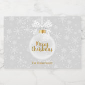 Elegant Snowflake White Ornament Kerstmis Likeurfles Etiket (Enkel label)