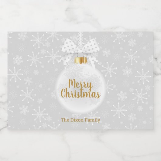 Elegant Snowflake White Ornament Kerstmis Likeurfles Etiket (Enkel label)