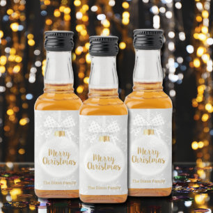 Elegant Snowflake White Ornament Kerstmis Likeurfles Etiket