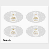 Elegant Snowflake White Ornament Kerstmis Ovale Sticker (Vel)