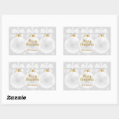 Elegant Snowflake White Ornament Kerstmis Rechthoekige Sticker (Vel)