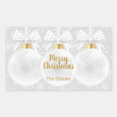 Elegant Snowflake White Ornament Kerstmis Rechthoekige Sticker (Voorkant)