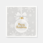 Elegant Snowflake White Ornament Kerstmis Servet (Voorkant)