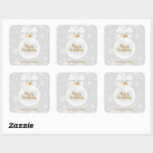 Elegant Snowflake White Ornament Kerstmis Vierkante Sticker (Vel)