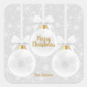 Elegant Snowflake White Ornament Kerstmis Vierkante Sticker (Voorkant)