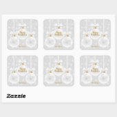 Elegant Snowflake White Ornament Kerstmis Vierkante Sticker (Vel)