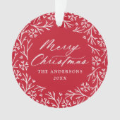 Elegant Snowflake Wreater Red Photo met Kerstmis Ornament (voorkant)