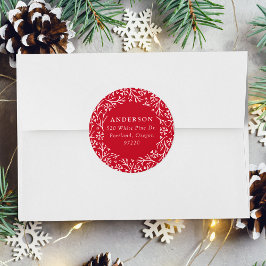 Elegant Snowflake Wreater Red Return Address Label