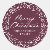 Elegant Snowflake Wreath Berry kerst Ronde Sticker (Voorkant)