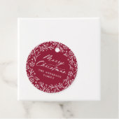 Elegant Snowflake Wreath Cranberry Gift Labels (In situ)