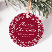 Elegant Snowflake Wreath Cranberry Gift Labels