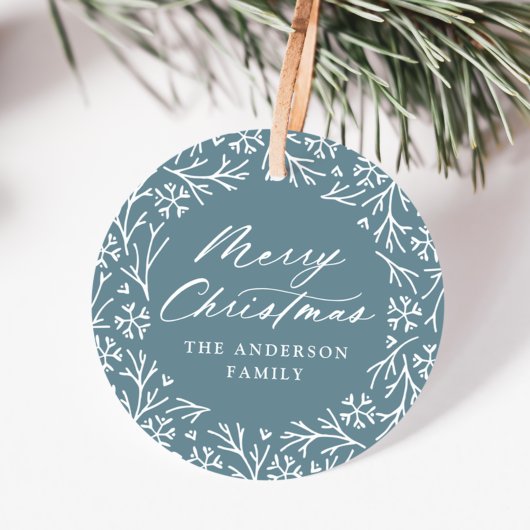 Elegant Snowflake Wreath Frost kerstcadeaus Bedankjes Labels