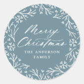 Elegant Snowflake Wreath Frost Merry kerst Ronde Sticker (Voorkant)