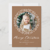 Elegant Snowflake Wreath Gingerbrood Foto Feestdagenkaart (Voorkant)