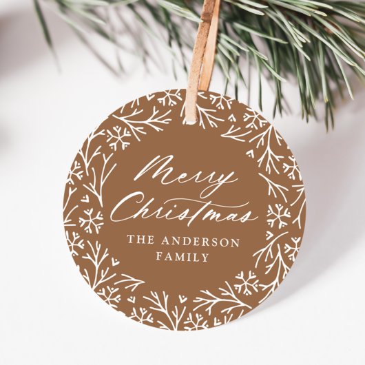 Elegant Snowflake Wreath Gingerbrood Gift Labels