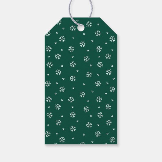 Elegant Snowflake Wreath Green Holiday Foto Cadeaulabel (Achterkant)