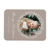 Elegant Snowflake Wreath Mocha Foto Magneet (Horizontaal)
