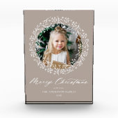 Elegant Snowflake Wreath Mocha Kerstmis Fotoblokken (Voorkant)