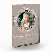 Elegant Snowflake Wreath Mocha Kerstmis Fotoblokken (Links)