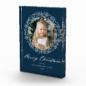 Elegant Snowflake Wreath Navy Kerstmis Fotoblokken (Rechts)