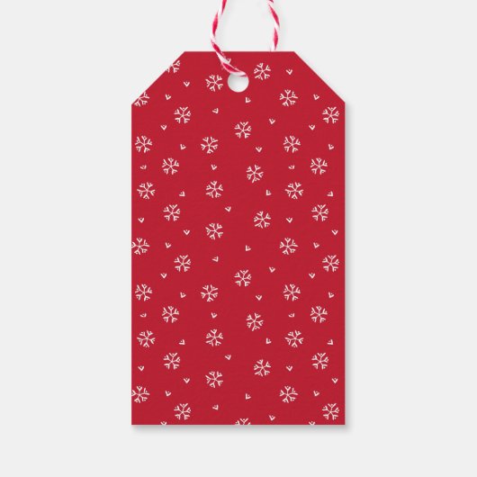 Elegant Snowflake Wreath Red Holiday Foto Cadeaulabel (Achterkant)