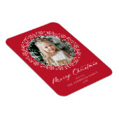 Elegant Snowflake Wreath Red Photo Magneet (Rechterzijde)