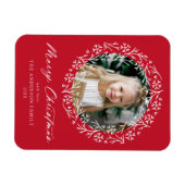 Elegant Snowflake Wreath Red Photo Magneet (Horizontaal)