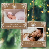 Elegant Snowflakes 2 Foto Baby Eerste Kerstdag Keramisch Ornament