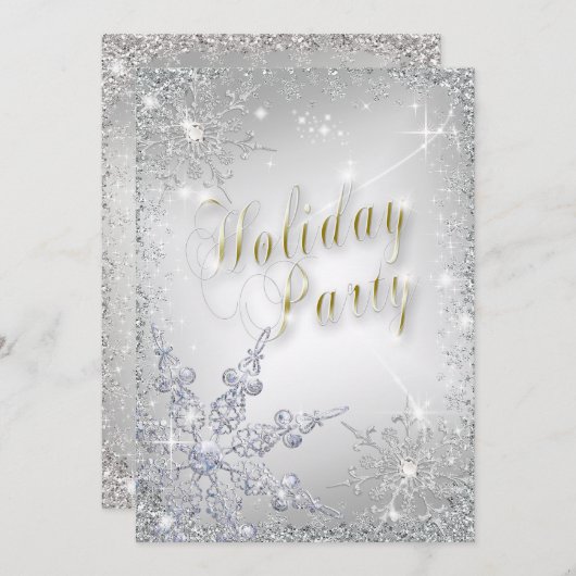 Elegant Snowflakes Amethyst Frost Holiday Kaart (Voorkant / Achterkant)