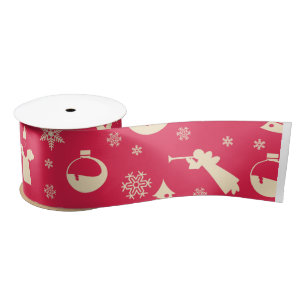 Elegant Snowflakes Angels & Santa   Rood kerstfees Satijnen Lint