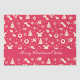 Elegant Snowflakes Angels & Santa | Rood kerstfees Tissuepapier