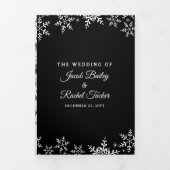 Elegant Snowflakes Black & White Winter Wedding Drieluik Uitnodiging (Cover)
