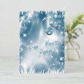 Elegant Snowflakes Blue Frost New Year Party Kaart (Staand voorkant)