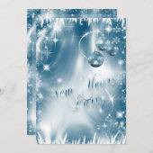 Elegant Snowflakes Blue Frost New Year Party Kaart (Voorkant / Achterkant)