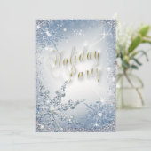 Elegant Snowflakes Blue Ice Holiday Party Uitnodig Kaart (Staand voorkant)