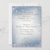 Elegant Snowflakes Blue Ice Holiday Party Uitnodig Kaart (Achterkant)